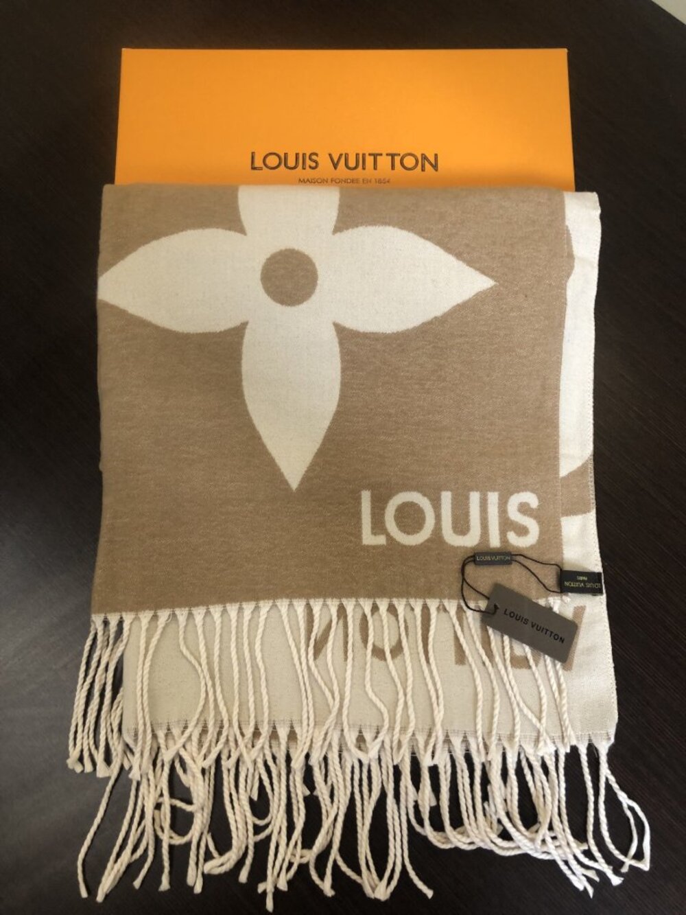 Louis Vuitton M77855 Ultimate Shine Large Logo Cashmere/Silk Scarf New w/o Tags